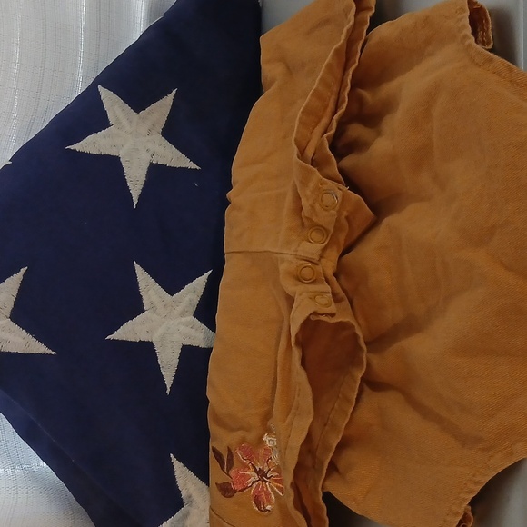 Tan Kids Romper with Floral Embroidery - Picture 6 of 6